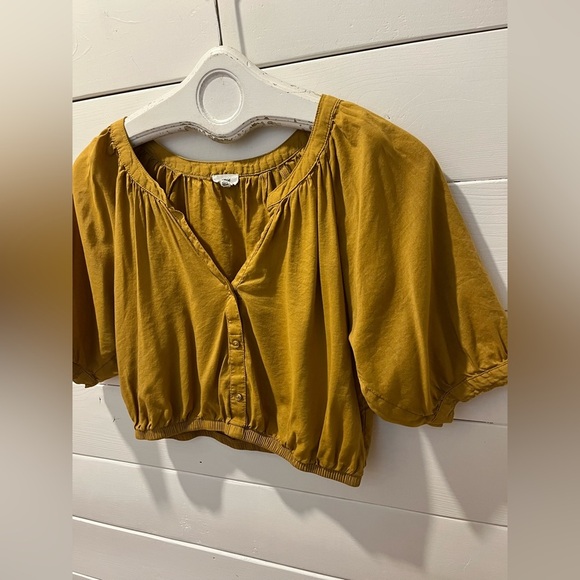 Aerie Mustard Puff Sleeve Crop Top – Size S - Picture 7 of 9
